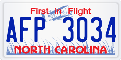 NC license plate AFP3034
