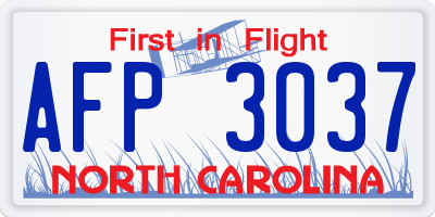 NC license plate AFP3037