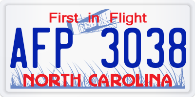 NC license plate AFP3038