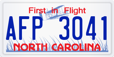 NC license plate AFP3041