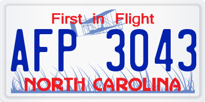 NC license plate AFP3043