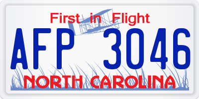 NC license plate AFP3046