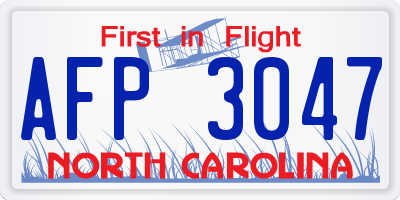 NC license plate AFP3047
