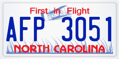 NC license plate AFP3051