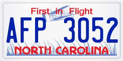 NC license plate AFP3052