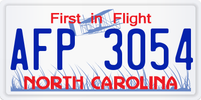 NC license plate AFP3054