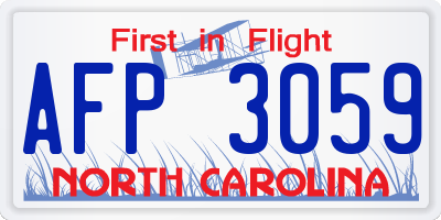 NC license plate AFP3059