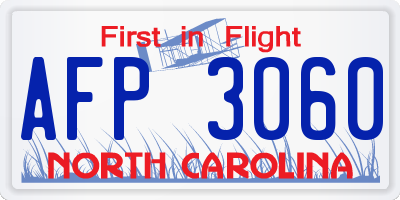 NC license plate AFP3060