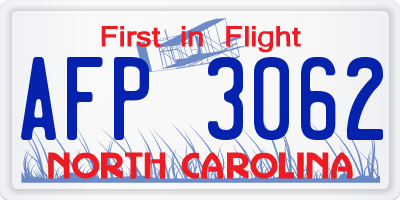 NC license plate AFP3062