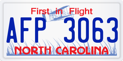 NC license plate AFP3063