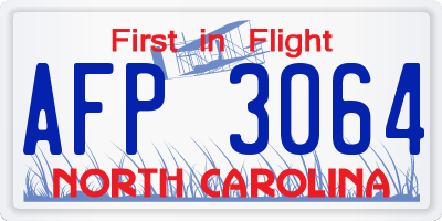 NC license plate AFP3064