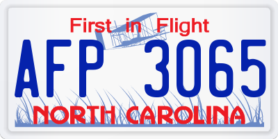 NC license plate AFP3065