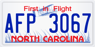 NC license plate AFP3067