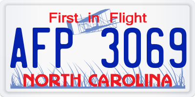 NC license plate AFP3069