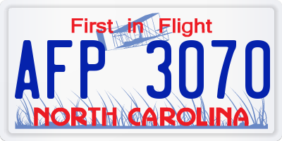 NC license plate AFP3070