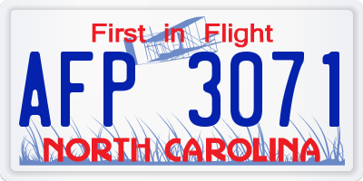 NC license plate AFP3071