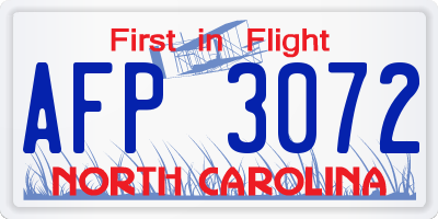 NC license plate AFP3072
