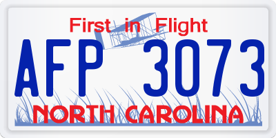NC license plate AFP3073