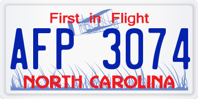 NC license plate AFP3074