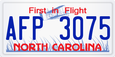 NC license plate AFP3075