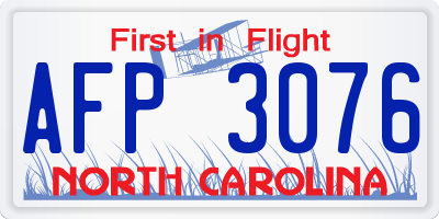NC license plate AFP3076