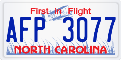 NC license plate AFP3077
