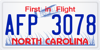 NC license plate AFP3078