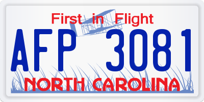 NC license plate AFP3081