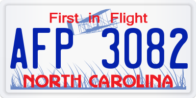 NC license plate AFP3082