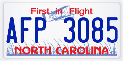 NC license plate AFP3085