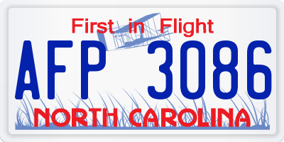 NC license plate AFP3086