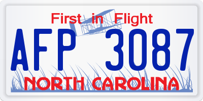 NC license plate AFP3087