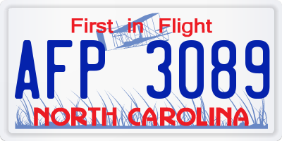NC license plate AFP3089