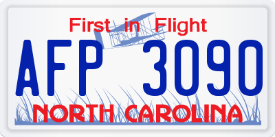 NC license plate AFP3090