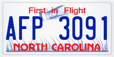 NC license plate AFP3091