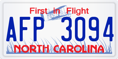 NC license plate AFP3094