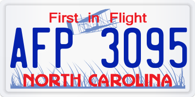 NC license plate AFP3095