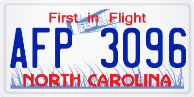 NC license plate AFP3096