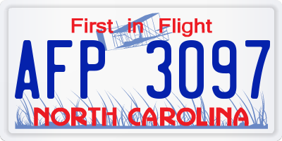 NC license plate AFP3097