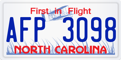 NC license plate AFP3098