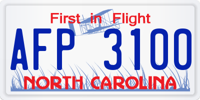NC license plate AFP3100