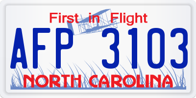 NC license plate AFP3103