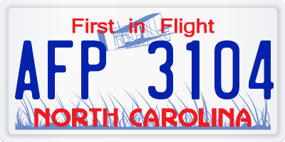 NC license plate AFP3104