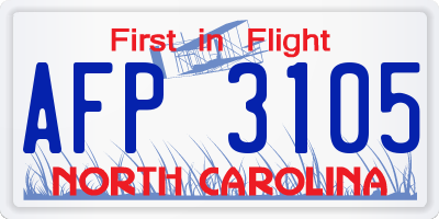 NC license plate AFP3105