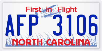 NC license plate AFP3106