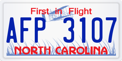 NC license plate AFP3107