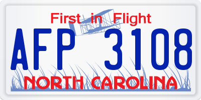 NC license plate AFP3108
