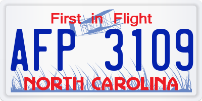 NC license plate AFP3109