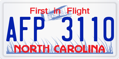 NC license plate AFP3110