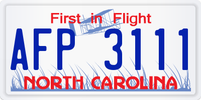 NC license plate AFP3111